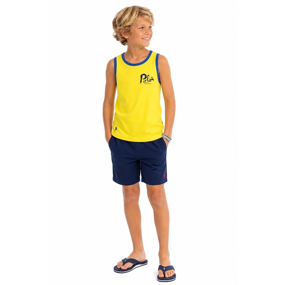 Polo Ralph Lauren Kids Yellow Cote Basque Surf Graphic Tank Top Size M 10-12